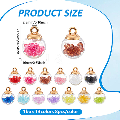 104Pcs 13 Colors Glass Globle Pendants GLAA-ME0001-29-1