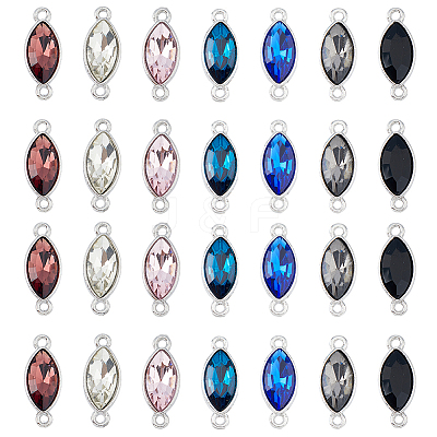 28Pcs 7 Colors Alloy Glass Connector Charms FIND-HY0001-87-1