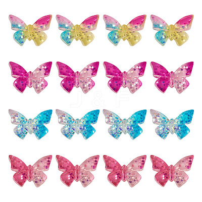 32Pcs 4 Colors Butterfly Transparent Resin Cabochons RESI-TA0004-44-1