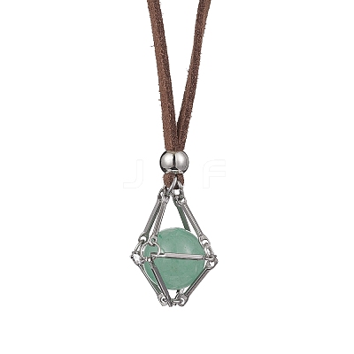 Crystal Holder Cage Necklace NJEW-JN04587-01-1