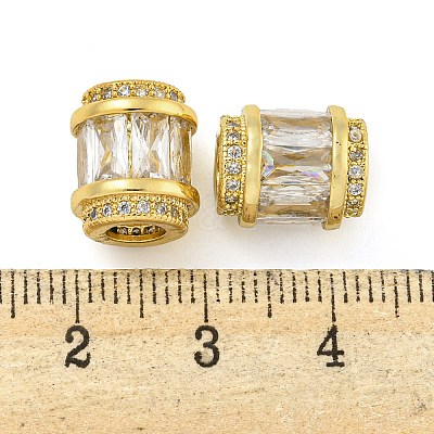 Rack Plating Brass Micro Pave Cubic Zirconia European Beads KK-F089-31G-08-1