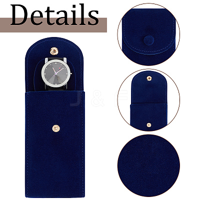 8Pcs 4 Colors Plush Cloth Watch Storage Pouches with Snap Button TP-DR0001-05-1