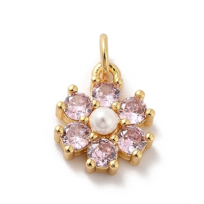 Rack Plating Brass Micro Pave Cubic Zirconia Charms KK-A160-22G-G-1