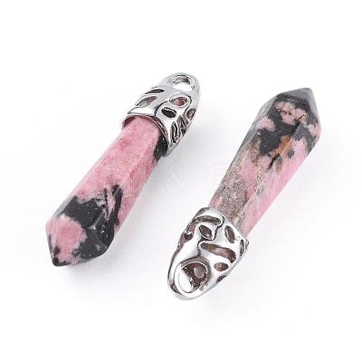 Natural Rhodonite Pointed Pendants G-P309-02-1
