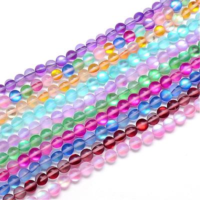 Synthetic Moonstone Beads Strands G-R375-8mm-A-1