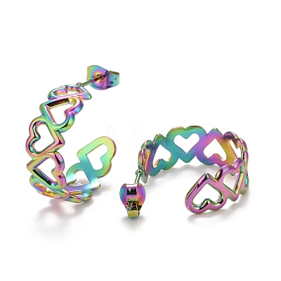 Ion Plating(IP) Rainbow Color 304 Stainless Steel Stud Earrings for Women STAS-A057-12MC-1