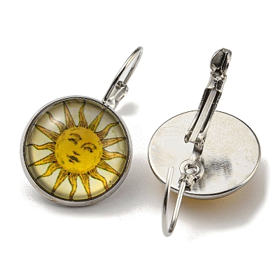 Sun Glass Leverback Earrings with Brass Earring Pins EJEW-Q798-01J-1