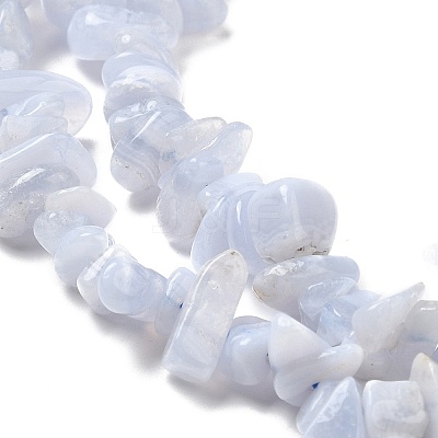 Natural Blue Lace Agate Chip Beads Strands G-E271-73-01-1