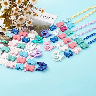 Printed Elephant Natural Dyed Wood Beaded Necklaces NJEW-JN03527-1