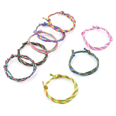 32Pcs 8 Styles Polyester & Spandex Cord Braided Bead Bracelets BJEW-TAC0066-1