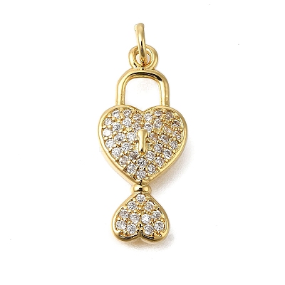 Rack Plating Brass Micro Pave Cubic Zirconia Pendants ZIRC-F142-12F-G-1