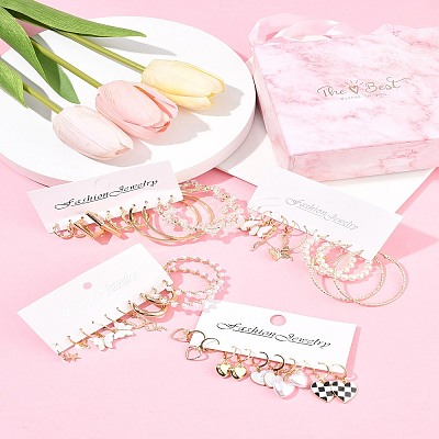5 Sets 5 Colors Alloy Hoop Earring Sets EJEW-FS0001-23B-1
