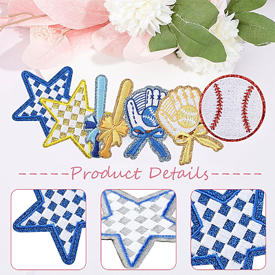 16Pcs 7 Styles Sports Theme Polyester Iron on/Sew on Patches DIY-GF0013-80-1