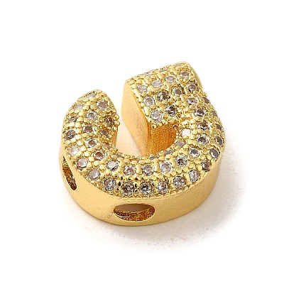 Brass Micro Pave Clear Cubic Zirconia Charms ZIRC-C009-01G-G-1