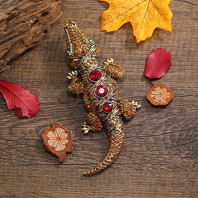 Crocodile Alloy Rhinestone  Brooches JEWB-Q006-04A-1