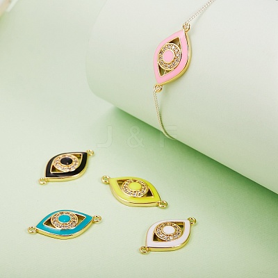 5Pcs 5 Colors Brass Micro Pave Clear Cubic Zirconia Links KK-SZ0001-75-1