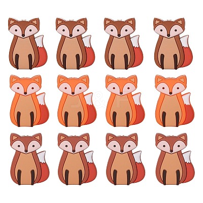 12Pcs 3 Colors Cartoon Fox Silicone Focal Beads JX716A-1