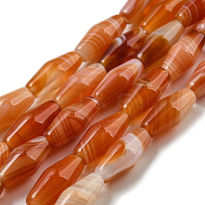 Natural Red Striped Agate/Banded Agate Beads Strands G-A223-A05-01-1