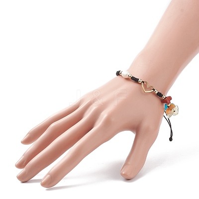 Natural Mixed Stone & Freshwater Pearl Braided Bead Bracelets BJEW-JB08720-04-1