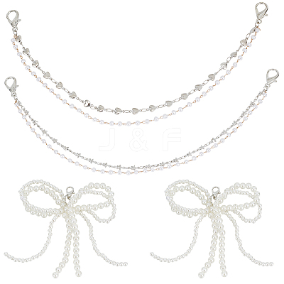 6Pcs 3 Styles Alloy Plastic Pearl Shoe Decoration Chain AJEW-CP0006-50-1
