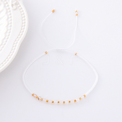 2mm Faceted Opalite Beaded Braided Adjustable Bracelets for Women PF2854-5-1