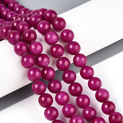 Dyed Natural Mashan Jade Round Beads Strands G-T139-8mm-67D-1