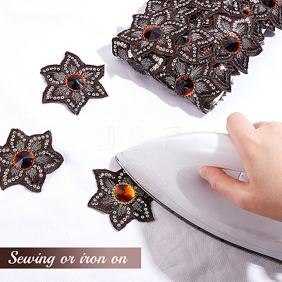 Iron on/Sew on Ethnic Style Embroidery Flower Polyester Lace Ribbons OCOR-WH0060-47D-1