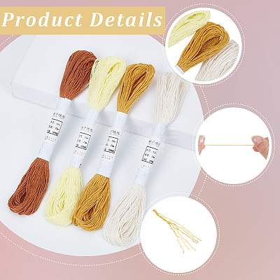 4 Skeins 4 Colors 6-Ply Cotton Embroidery Floss EMBR-WH20001-003E-1