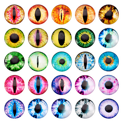 Eye Printed Glass Cabochons GGLA-BT0001-01-1