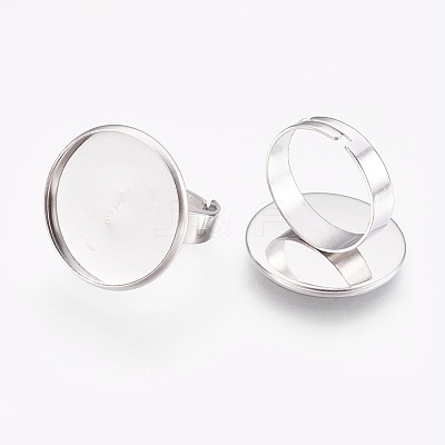 Tarnish Resistant Adjustable 304 Stainless Steel Finger Rings Components LS-STAS-I097-053P-1