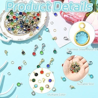 40Pcs 304 Stainless Steel Glass Charms STAS-YW0002-99-1