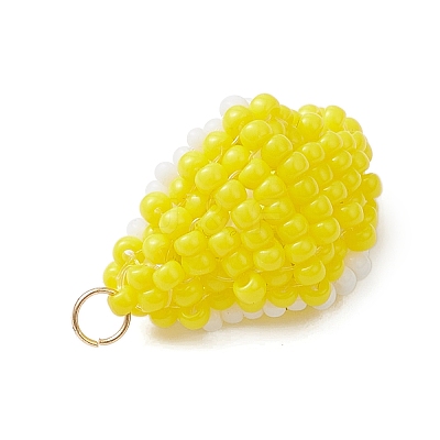 Glass Seed Beaded Fruit Pendants PALLOY-MZ00894-04-1
