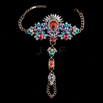 Fashion Alloy & Acrylic Rhinestone Flower Toe Ring Anklets for Beach Party WGAEED0-03-1