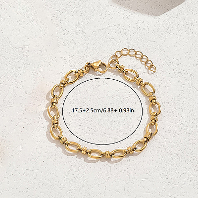 Minimalist Stainless Steel Oval Link Chain Bracelets for Women VK7404-1