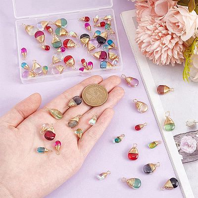 60Pcs 2 Styles Transparent Glass Pendants FIND-AR0005-07-1