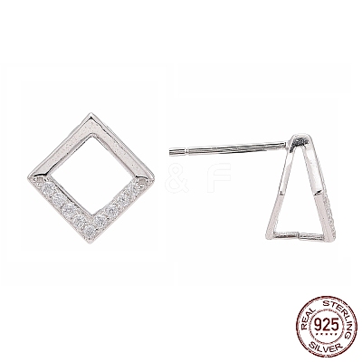 Anti-Tarnish Rhodium Plated 925 Sterling Silver Stud Earring Findings STER-F048-28P-1