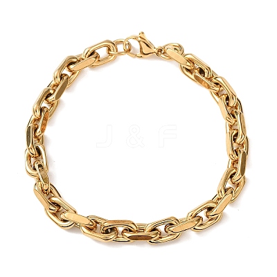 304 Stainless Steel Cable Chain Bracelets for Women Men BJEW-F529-04G-1