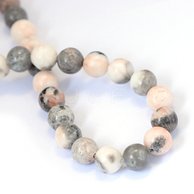 Natural Zebra Jasper Round Beads Strands X-G-E334-6mm-11-1