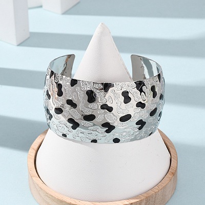 Hammered Brass Enamel Cuff Bangles BJEW-A163-05P-1