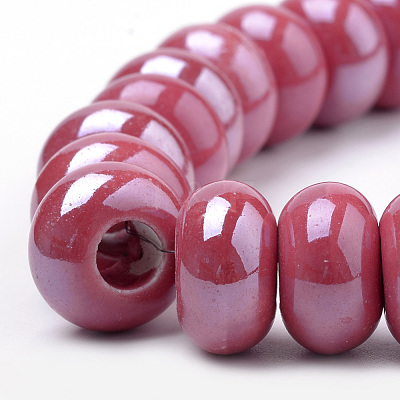 Glazed Porcelain Rondelle Beads PORC-Q219-15x9-F18-1