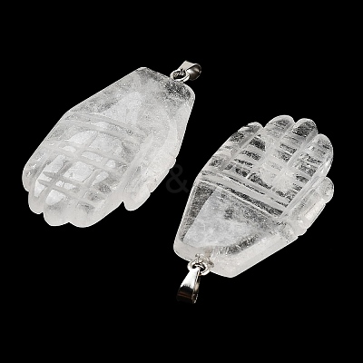Natural Quartz Crystal Carved Pendants G-K369-01P-12-1
