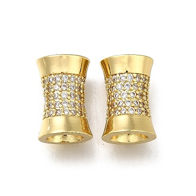 Brass Micro Pave Clear Cubic Zirconia European Beads ZIRC-I070-048G-1