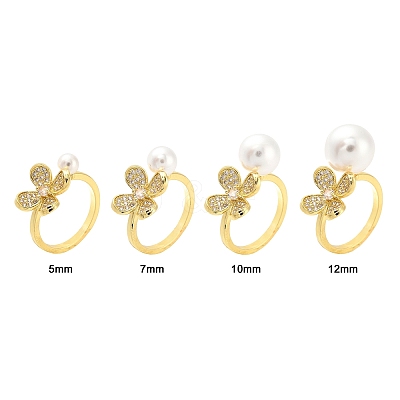 Flower Brass Micro Pave Cubic Zirconia Cuff Cup Peg Ring Settings KK-K297-23G-1