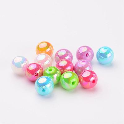 Colorful Round AB Color Acrylic Ball Beads for Kid Jewelry X-PL426-1
