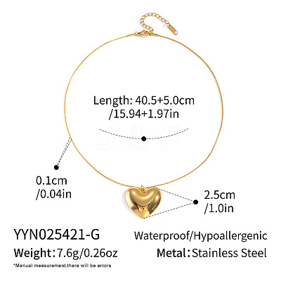 304 Stainless Steel Heart Pendant Necklaces for Women AR9427-1-1