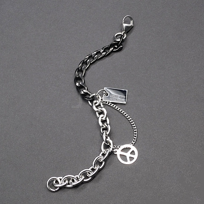 Two Tone Peace Symbol & Quote Charm Bracelets FS-WGFBFF4-02-1