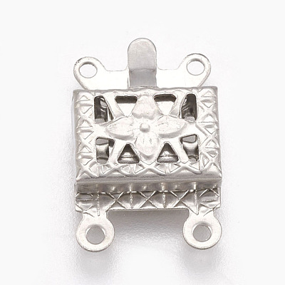 Tarnish Resistant 201 Stainless Steel Multi-Strand Box Clasps STAS-E441-02P-1