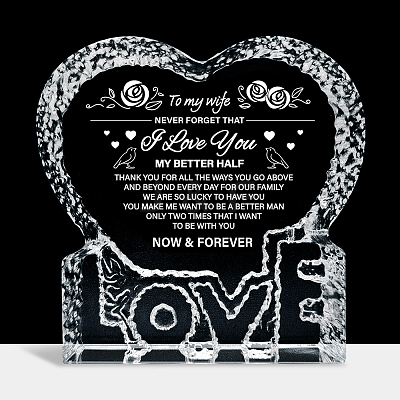 Heart with Word K9 Glass Figurines DJEW-WH0026-003-1