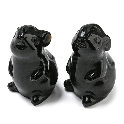 Natural Obsidian Carved Healing Mouse Figurines DJEW-D012-02C-1