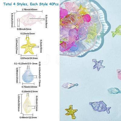 120Pcs 4 Style Transparent Acrylic Pendants TACR-SP0001-30-1